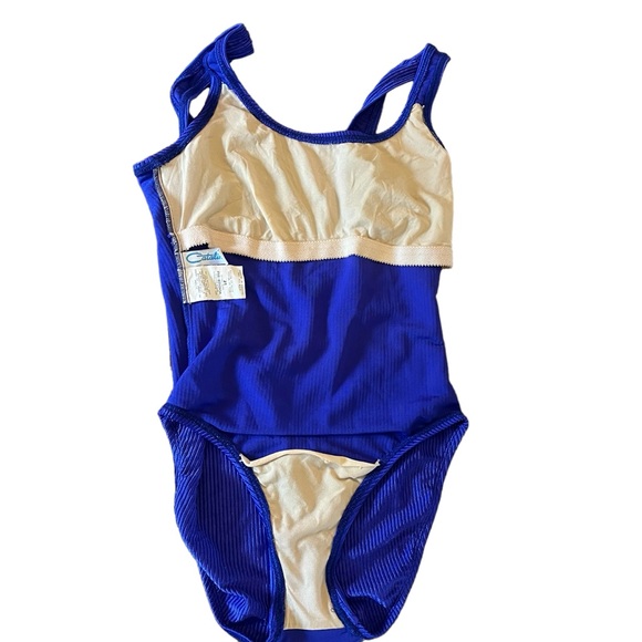 Vintage 90s Catalina royal blue ribbed one piece swimsuit low back 12 - Picture 11 of 15